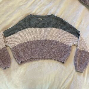 Tri-Color Size S Cropped Debut Sweater